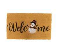Relaxdays Felpudo de Coco, muñeco de Nieve, 60 x 40 cm, Antideslizante, Resistente a la Intemperie, Interior y Exterior.