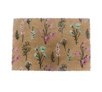 Relaxdays Felpudo de coco plantas 60 x 40 cm marrón claro,fucsia,negro