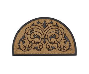Relaxdays Felpudo de Coco Semicircular, 100 x 60 cm, Alfombrilla con Base Antideslizante, Interior y Exterior, Marrón