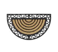 Relaxdays Goma Felpudo semicircular Decorativo para la Entrada, 2 x 75 x 45 cm, Fibra de Coco y PVC, Antideslizante, marrón, 45 x 75 x 2 cm