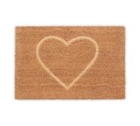 Relaxdays Felpudo de Entrada, Coco, Alfombrilla para Puerta, Corazón en Relieve, 40x60 cm, Interior y Exterior, Natural