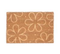 Relaxdays Felpudo de Entrada, Coco, Alfombrilla para Puerta, Flores en Relieve, 40x60 cm, Interior y Exterior, Natural