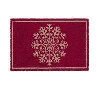 Relaxdays Felpudo de fibra de coco Nieve marrón claro,rojo