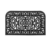 Relaxdays Felpudo Goma, 45 x 75 cm, Antideslizante, Resistente a Intemperie, con Arabescos, Interior y Exterior, Negro, Caucho