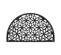 Relaxdays Felpudo de goma con diseño de flores negro