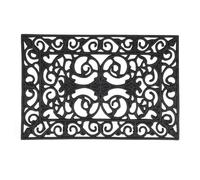 Relaxdays Fußmatte Gummi Felpudo de Goma, 40x60 cm, Antideslizante, Resistente a la Intemperie, Interior y Exterior, con Flores, Negro, Caucho