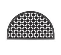 Relaxdays Felpudo Semicircular Decorativo para Entrada, 0.5 X 75 X 45 Cm, Caucho/Goma, Antideslizante, Negro