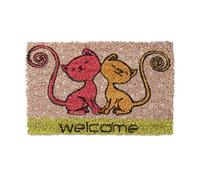 Relaxdays - Felpudo en Miniatura para niños, 1.5 x 40 x 25 cm, Fibra de Coco y PVC, Antideslizante, Motivo: 2 Gatos