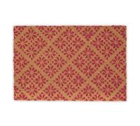 Relaxdays Felpudo Entrada Casa, Coco, Diseño de Flores, 60 x 40 cm, Antideslizante, Interior y Exterior, Rojo y Natural