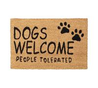 Relaxdays Felpudo entrada casa coco Dogs Welcome beige,negro
