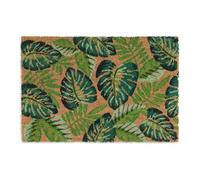 Relaxdays Felpudo Entrada Casa, de Coco, Alfombrilla Hojas de Monstera, 40x60 cm, Antideslizante, Exterior, Multicolor
