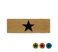 Relaxdays - Felpudo Estrella para la Entrada, 1.5 x 75 x 25 cm, Fibra de Coco y PVC, Antideslizante, Color Natural