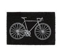 Relaxdays Felpudo Fibra de Coco, Estampado Biccleta, Tapete Puerta, Interior y Exterior, Antideslizante, 40x60 cm, Negro