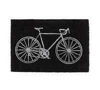 Relaxdays Felpudo Fibra de Coco, Estampado Biccleta, Tapete Puerta, Interior y Exterior, Antideslizante, 40x60 cm, Negro
