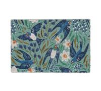 Relaxdays Felpudo fibra de coco golondrinas blanco,azul,turquesa