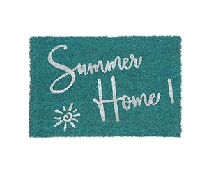 Relaxdays Felpudo Fibra de Coco, Mensaje Summer Home, 40x60, Alfombrilla Entrada, Interior y Exterior, Azul y Blanco