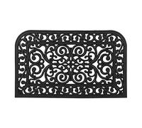 Relaxdays Felpudo Goma, 45 x 75 cm, Antideslizante, Resistente a Intemperie, con Arabescos, Interior y Exterior, Negro, Caucho