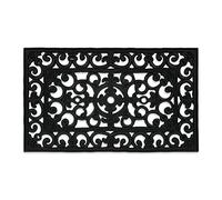 Relaxdays Gummi Fußmatte mit Ornamenten Felpudo Goma, 45x75 cm, Resistente Intemperie, Antideslizante, Alfombra para Entrada de casa, Moqueta, Negro, Caucho, 1 Pieza
