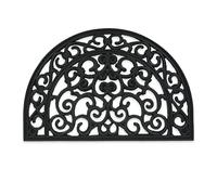 Relaxdays Halbrunde Fußmatte aus Gummi Felpudo Goma, 60 x 40 cm, Resistente Intemperie, Antideslizante, Alfombra para Entrada de casa, Moqueta, Negro, Caucho, 1 Pieza