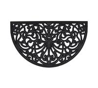 Relaxdays Felpudo Goma, 75 x 45 cm, Antideslizante, Resistente a la Intemperie, Arabescos, Interior y Exterior, Negro, Caucho