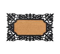 Relaxdays Felpudo Goma y Coco, 45 x 75 cm, Tapete para Interior y Exterior, Alfombrilla Antideslizante, Negro y Natural, Caucho