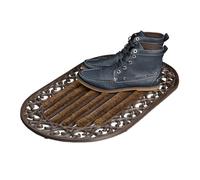 relaxdays Felpudo Ovalado con cepillos para la Entrada del hogar, 4 x 73 x 42 cm, Hierro Fundido con Patas de Goma, Antideslizante, Color Marrón/Bronce