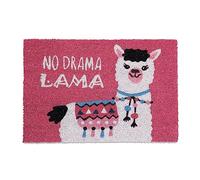 Relaxdays Fußmatte Lama Felpudo Llama, Coco, Tapete con Mensaje, 60 x 40 cm, Antideslizante, Alfombra Interior/Exterior, Rosa/Blanco, 1.5 x 60 x 40 cm