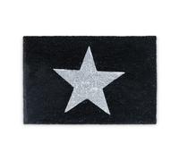 Relaxdays Felpudo con Estrella, Alfombrilla Coco y PVC, 40 x 60 cm, Alfombra Bienvenida Antideslizante, Color Negro