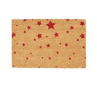 Relaxdays Felpudo para la Entrada, Estrellas, 40 x 60 cm, Fibra de Coco y PVC, Antideslizante, Color Rojo, 1,5 x 60 x 40 cm