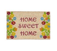 Relaxdays Felpudo para la Entrada, Flores, Mensaje Home Sweet Home, 40 x 60 cm, Fibra Coco y PVC, Antideslizante, marrón