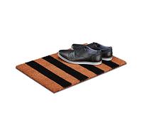 Relaxdays Felpudo Rayado Coco, 1,5 x 60 x 40 cm, Rayas, Antideslizante, Goma, Fibra de Coco, marrón-Negro