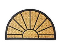 Relaxdays Fußmatte halbrund Kokos 45x75 cm Felpudo Semicircular, Alfombrilla Entrada, Alfombra Pasillo Antideslizante, Coco y PVC, 75x45cm, Natural/Negro, 45 x 75 cm