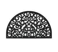 Relaxdays Halbrunde Fußmatte aus Gummi Felpudo Goma, 45 x 75 cm, Resistente Intemperie, Antideslizante, Alfombra Exterior e Interior, Moqueta, Negro, Caucho, 1 Pieza