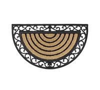 Relaxdays Goma Felpudo semicircular Decorativo para la Entrada, 2 x 75 x 45 cm, Fibra de Coco y PVC, Antideslizante, marrón, 45 x 75 x 2 cm