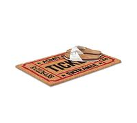 Relaxdays Felpudo Ticket Coco, 1,5 x 60 x 40 cm, Exteriores, Antideslizante, Goma, clásico, Fibra de Coco, Multicolor