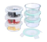 Relaxdays Fiambreras de Cristal con Tapa, Set de 6, 400 ml, Recipientes Herméticos, Cierre de Plástico, Transparente, Silicona, Vidrio