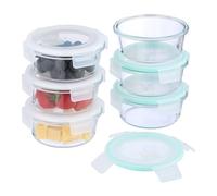 Relaxdays Fiambreras de Cristal con Tapa, Set de 6, 400 ml, Recipientes Herméticos, Cierre de Plástico, Transparente