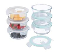 Relaxdays Fiambreras de Cristal con Tapa, Set de 6, 620 ml, Recipientes Herméticos, Cierre de Plástico, Transparente