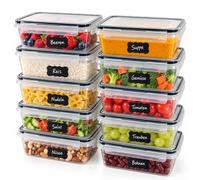 Relaxdays Fiambreras Herméticas de Plástico Set de 10, Transparente | Recipientes de Cocina Apilables para Microondas, 1000 ml