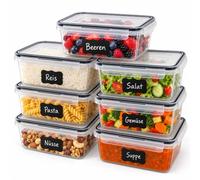 Relaxdays Fiambreras Herméticas de Plástico Set de 7, Transparente | Recipientes de Cocina Apilables para Microondas, 840 ml