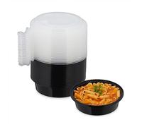 Relaxdays Fiambreras Plástico, Set de 24, 1 Compartimento, Aptas Microondas, Reutilizables, Cajas para Meal Prep, Negro