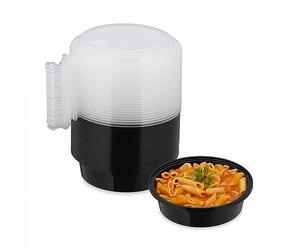 Relaxdays Fiambreras Plástico, Set de 24, 1 Compartimento, Aptas Microondas, Reutilizables, Cajas para Meal Prep, Negro