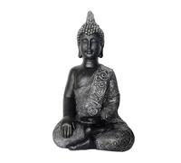 Relaxdays Figura de Buda Sentado para jardín, Resistente a heladas y Lluvia, 45 cm, Antracita