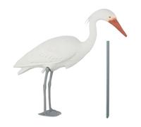 Relaxdays Figura disuasoria jardín y Estanque, Garza de Peces al Aire Libre, para enchufar, pájaro Decorativo, Blanco, 100% plástico, 1 Unidad