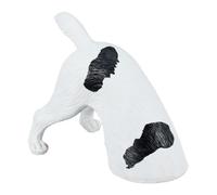 Relaxdays Figura Jardín Perro, Estatua Terrier Cavando, 23 x 28 x 17 cm, Polirresina, Exteriores, Negro y Blanco