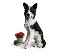 Relaxdays Figura de perro para jardín blanco,crema,negro