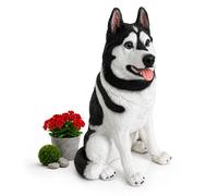 Relaxdays Figura de perro para jardín blanco,rosa,negro