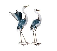 Relaxdays Figura decorativa de jardín, garza, 2pcs blanco,azul oscuro,marrón claro