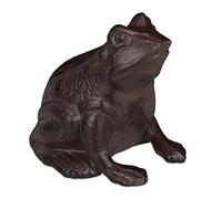 Relaxdays Figura Decorativa de jardín, Rana, Sentada, Resistente, Decoración de Exterior, Hierro Fundido, 1 Ud., Marrón