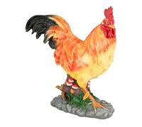 Relaxdays Figura Jardín Gallo, Estatua Animal Exterior, Pintada a Mano, Decoración Realista, Resistente a UV, Multicolor, Polirresina, 34 x 30 x 11 cm